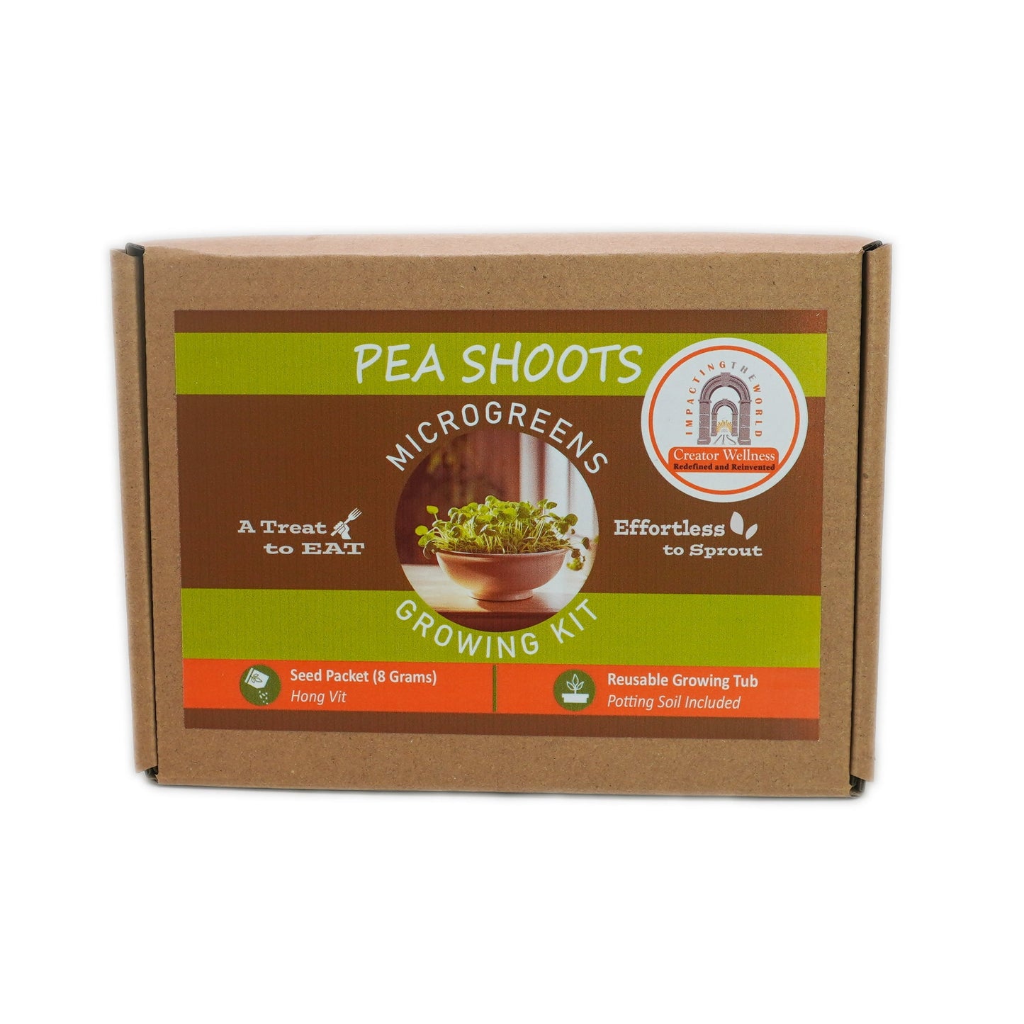 Pea Shoots Microgreens Growing Kit by Creator Wellness, Grow Fresh Greens