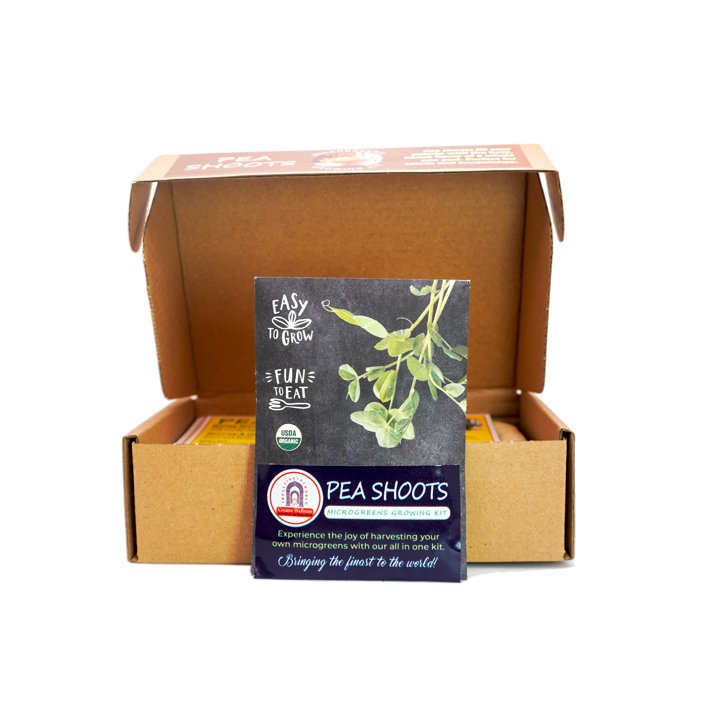 Pea Shoots Microgreens Growing Kit by Creator Wellness, Grow Fresh Greens
