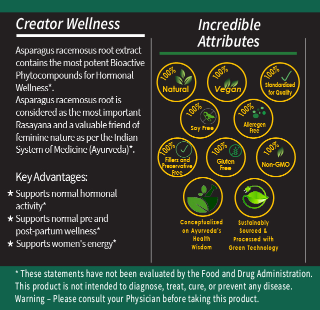Shatavari - Asparagus Racemosus Root | 225mg Extract | 60 Veg Capsules