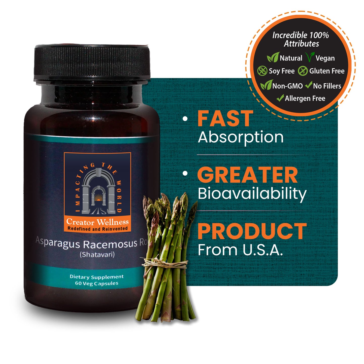 Shatavari - Asparagus Racemosus Root | 225mg Extract | 60 Veg Capsules