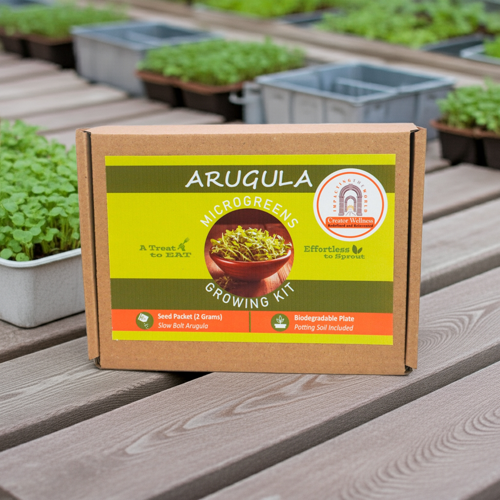 Arugula Microgreens Growing Kit by Creator Wellness, Spicy and Fresh Greens
