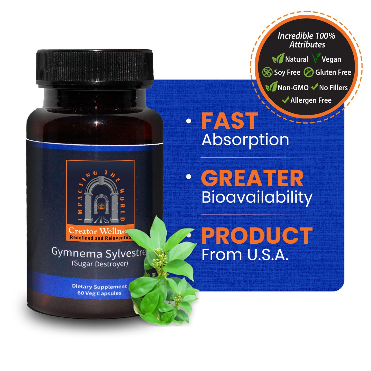 Gymnema sylvestre - Sugar Destroyer | 225mg Extract | 60 Capsules