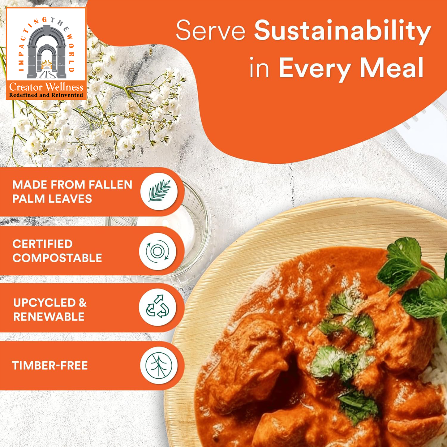 10" Palm Leaf Plate | Biodegradable | Eco-Friendly, Microwave & Oven Safe, 100% Natural