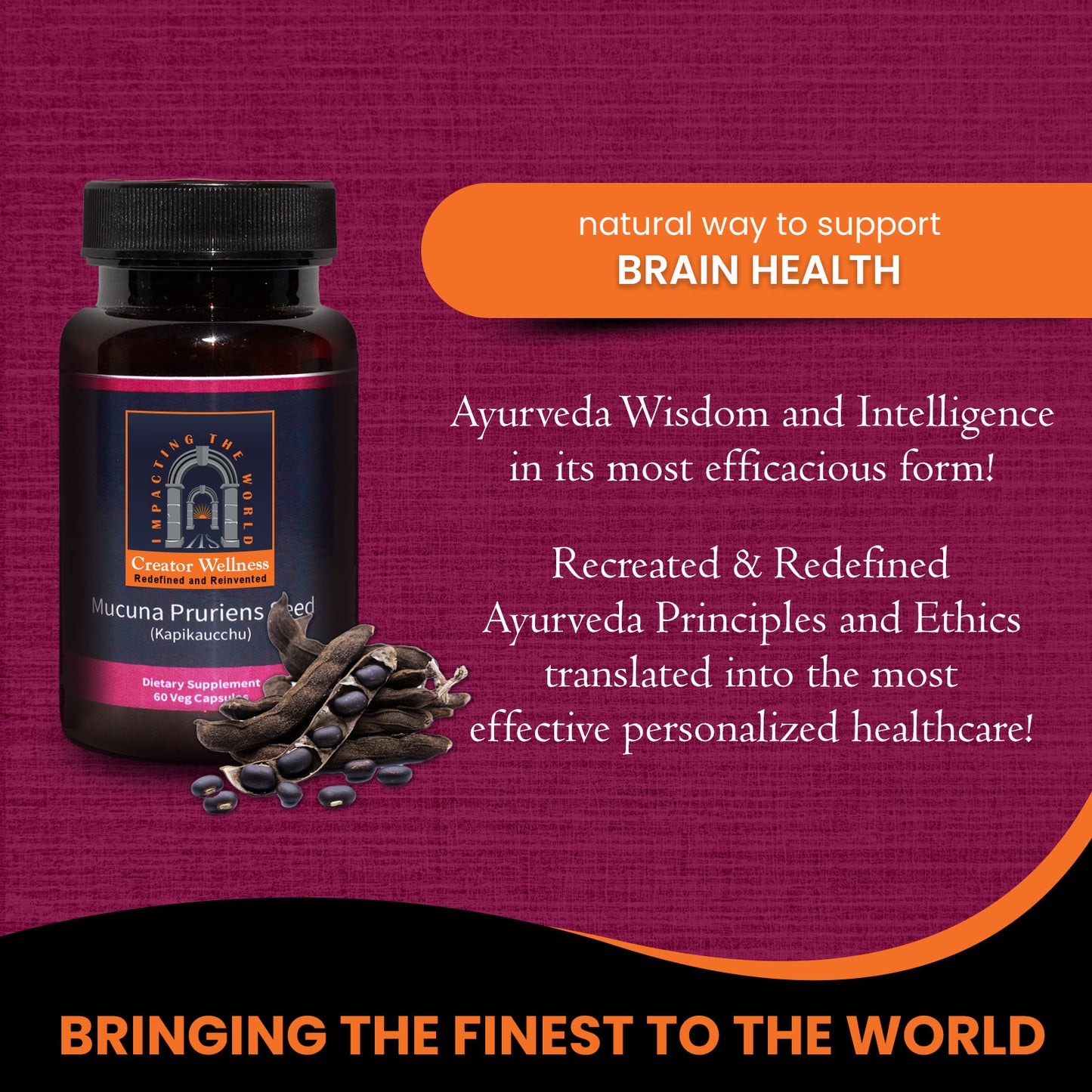 Mucuna Pruriens Seed - Kapikacchu | 225mg Extract | Brain Health Support | 60 Capsules