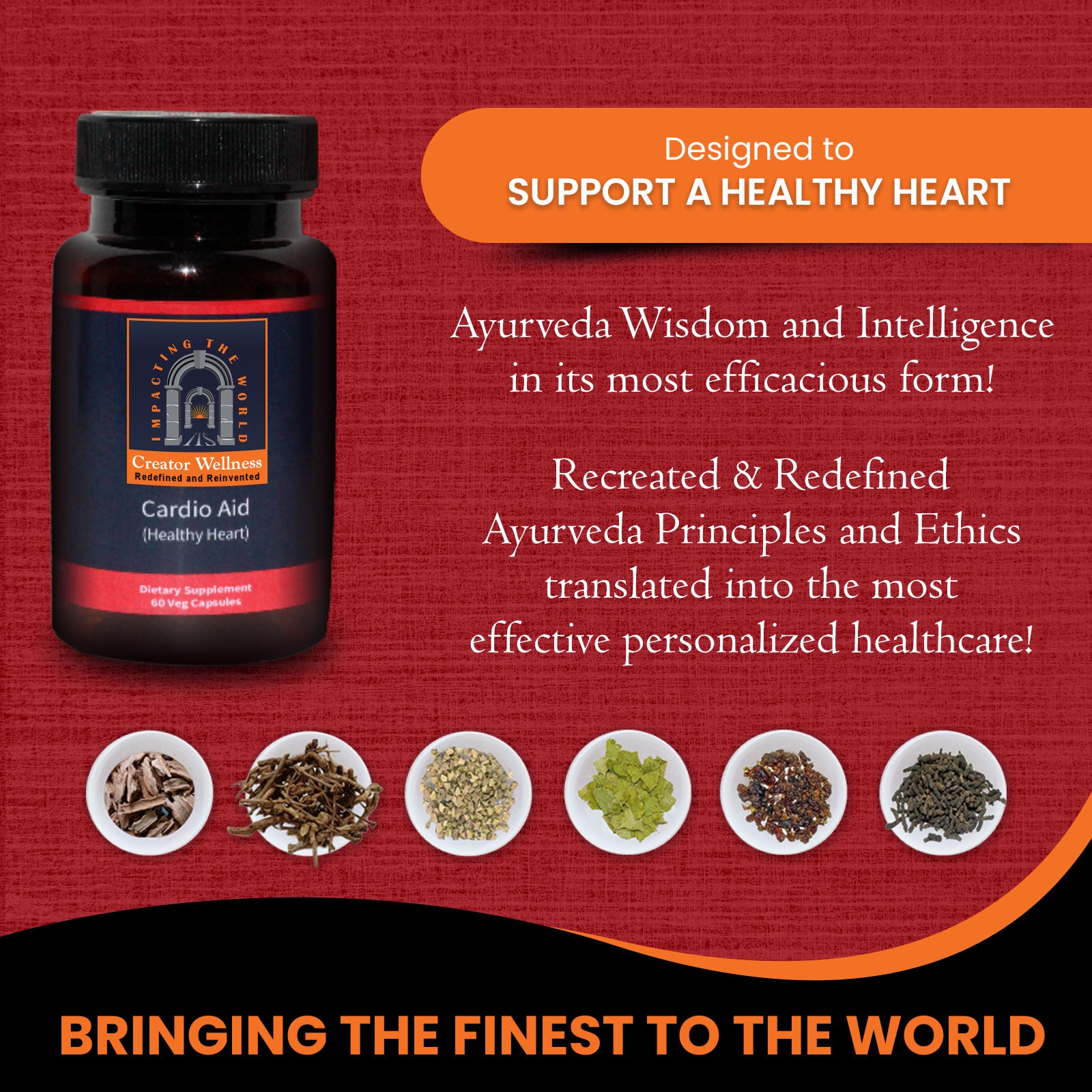 Creator Wellness Cardio Aid – Ayurvedic Heart Health Supplement, Herbal Formula, Supports Cardiovascular Wellness, 60 Veg Capsules