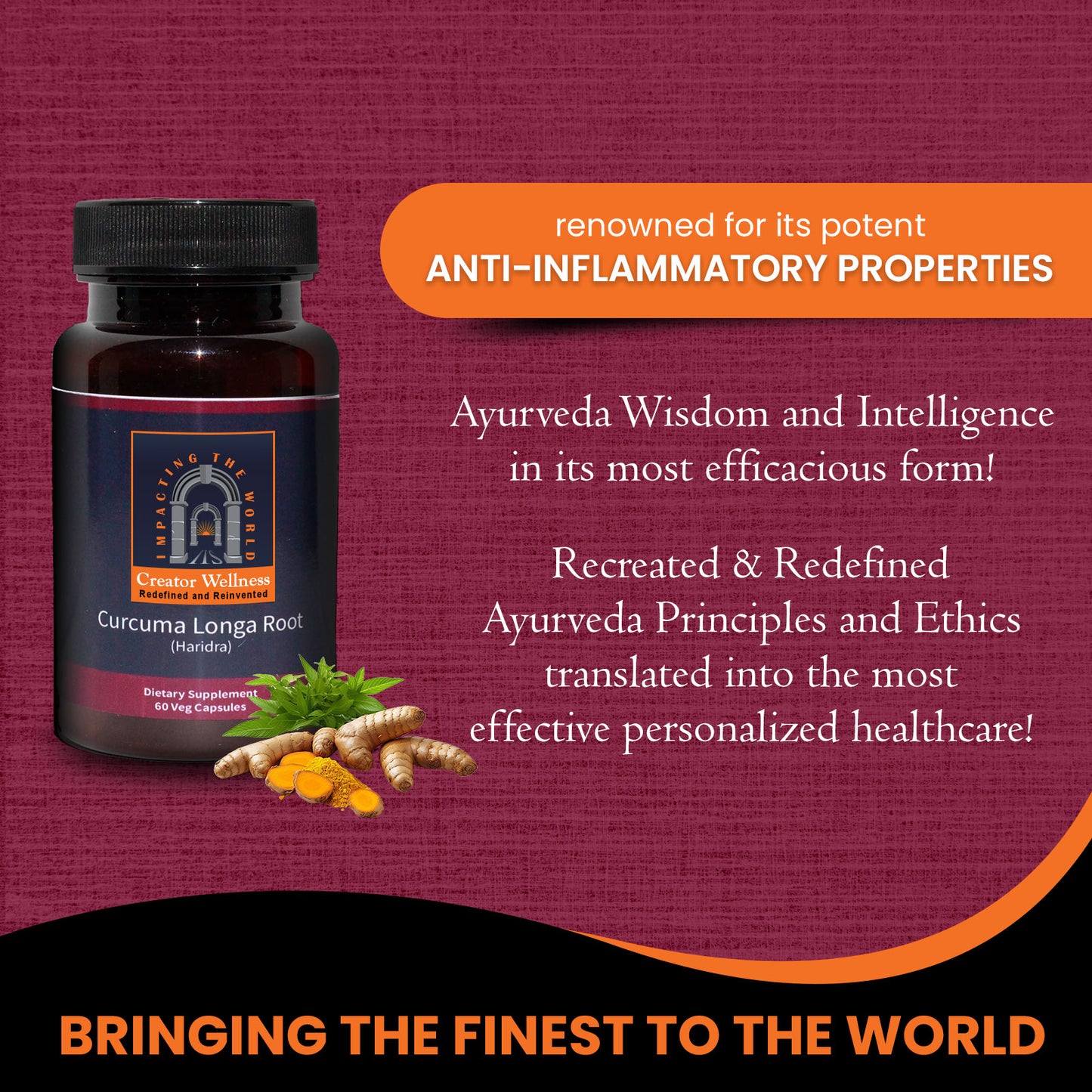 Turmeric | 225mg Root Extract | Curcuma Longa Root | 60 Veg Capsules