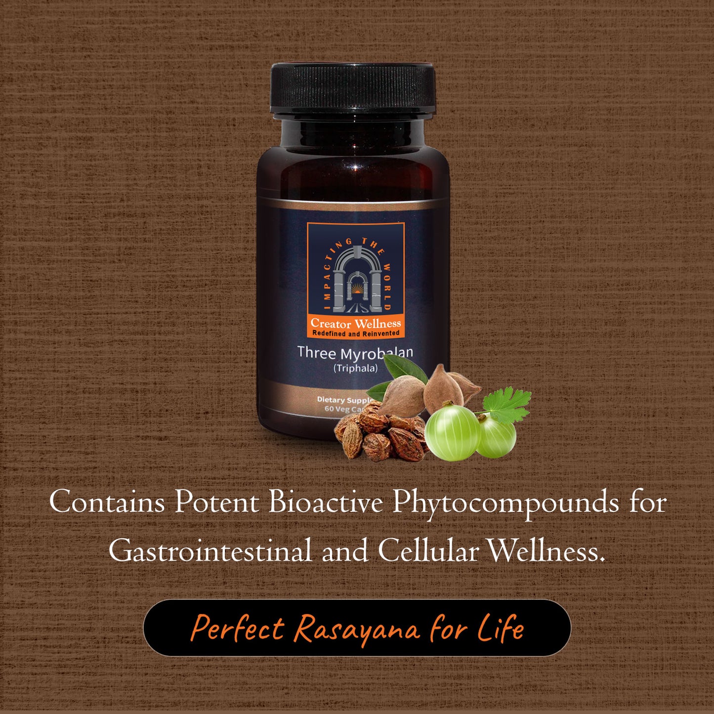 Three Myrobalan - Triphala | 225mg Extract | Healthy Gut and Immune System | 60 Capsules