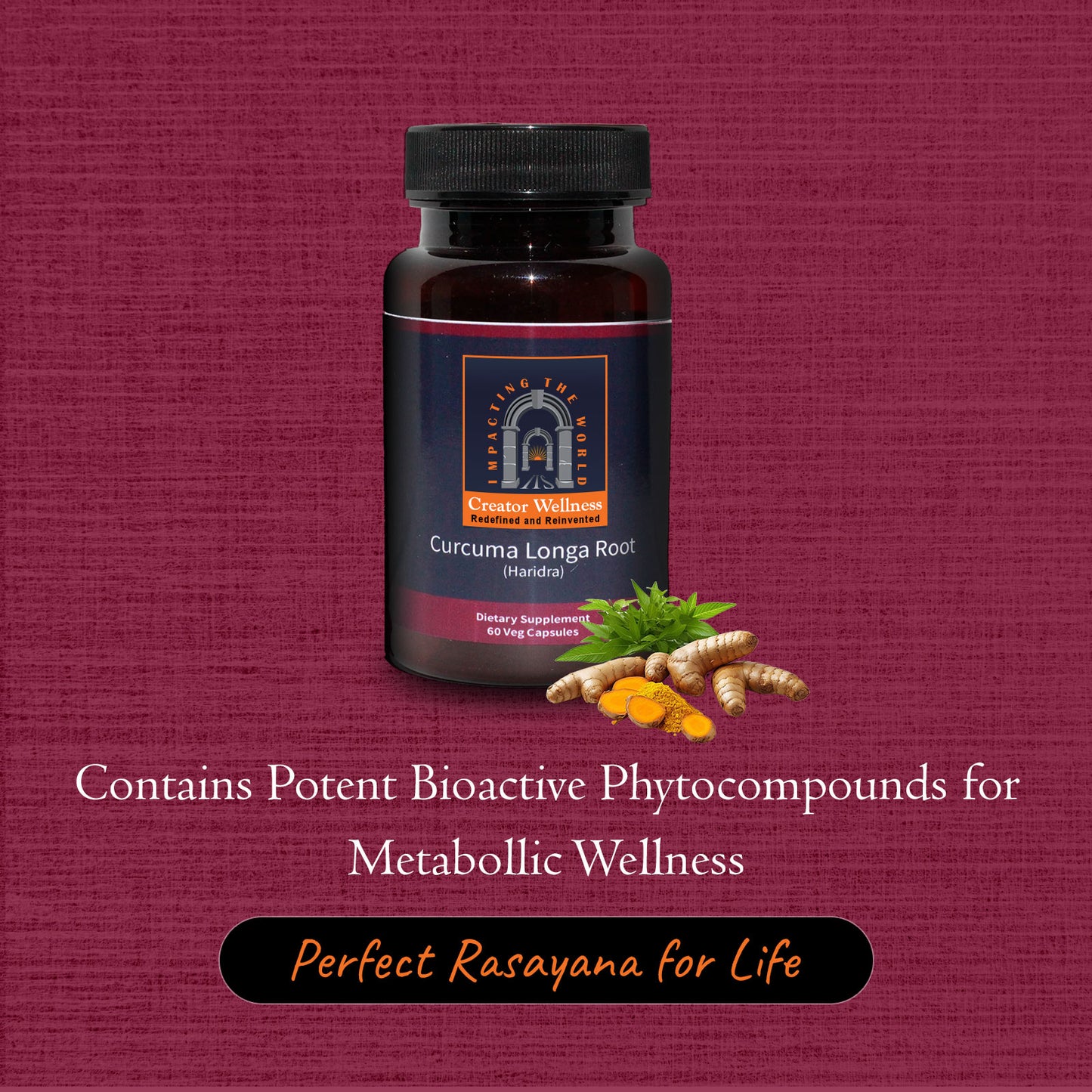 Turmeric | 225mg Root Extract | Curcuma Longa Root | 60 Veg Capsules