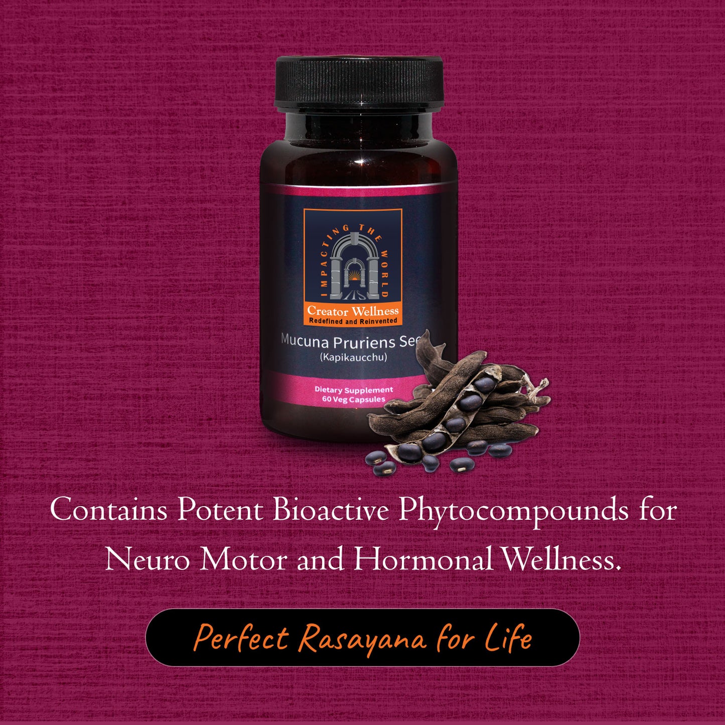 Mucuna Pruriens Seed - Kapikacchu | 225mg Extract | Brain Health Support | 60 Capsules