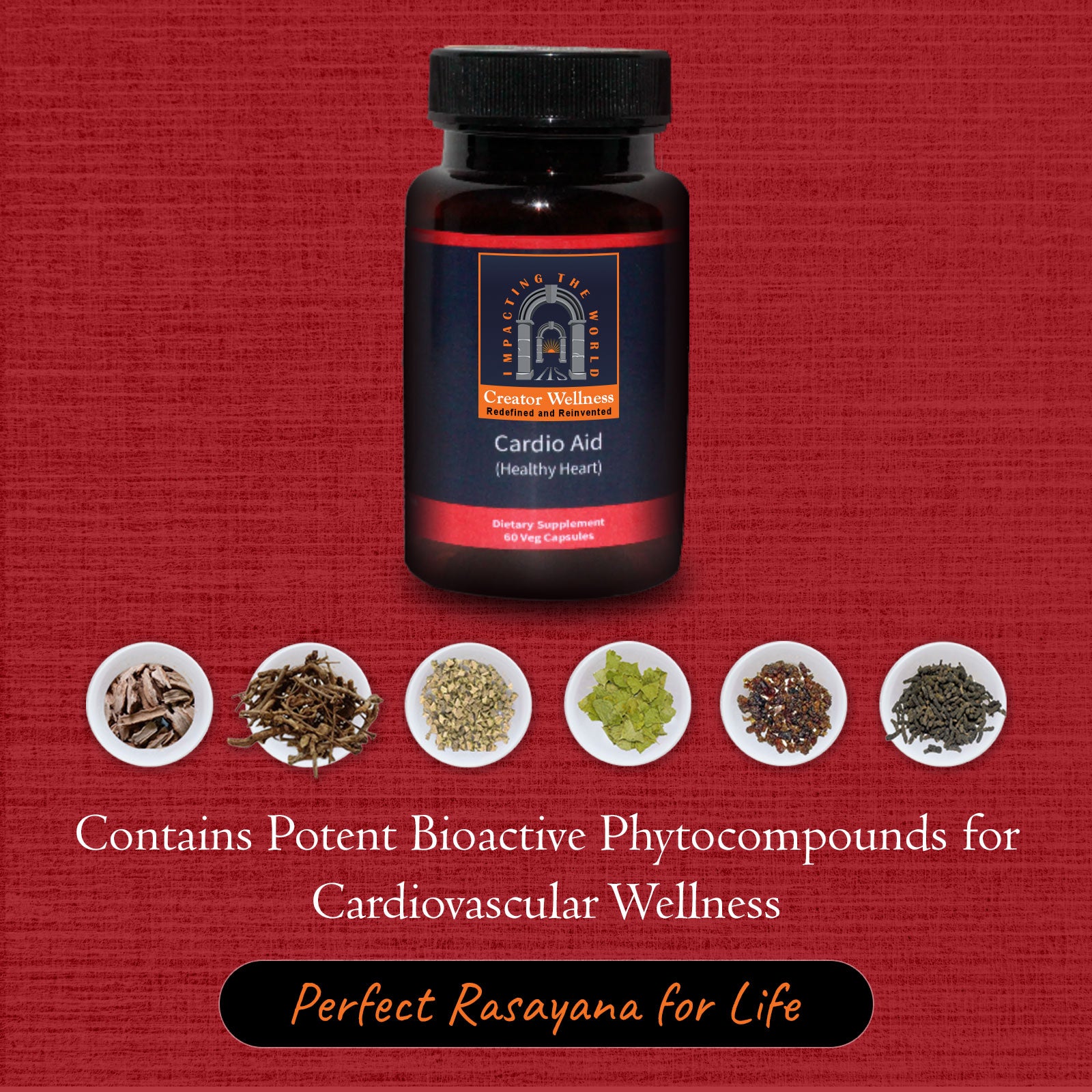 Cardio Aid by Creator Wellness – Ayurvedic Heart Supplement with Bioactive Phytocompounds, Herbal Blend for Cardiovascular Support