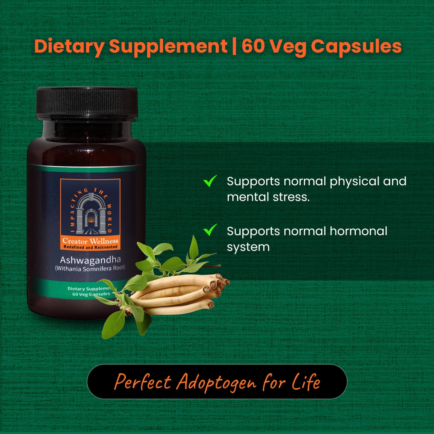 Ashwagandha - Withania Somnifera Root | 225mg Root Extract | 60 Capsules