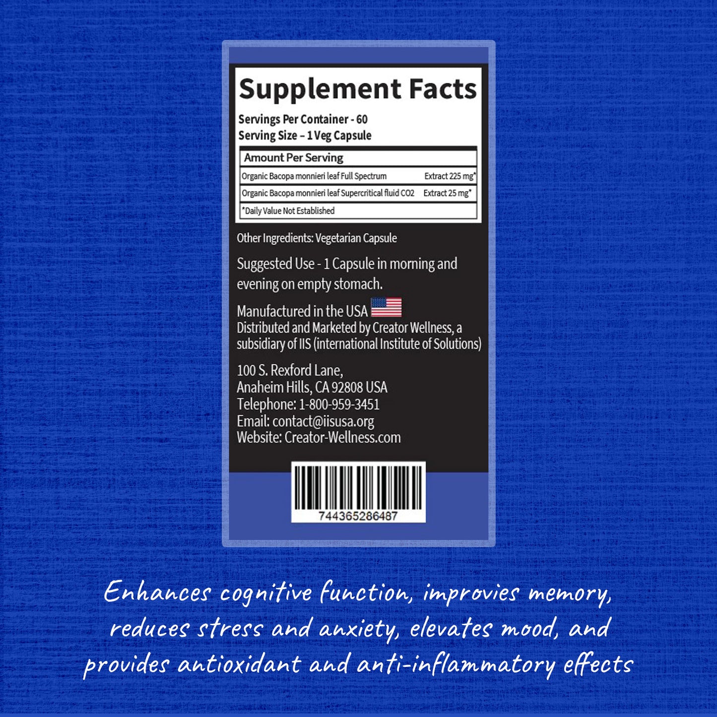 Bacopa Monnieri Leaf - Brahmi | 60 Veg Capsules