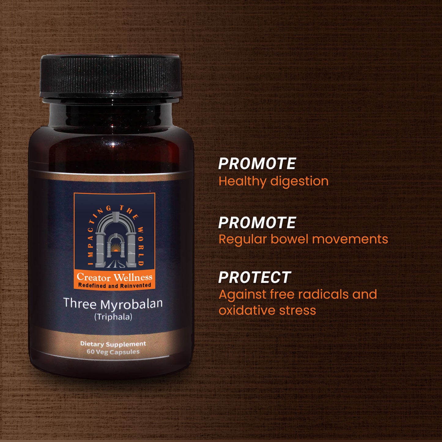 Three Myrobalan - Triphala | 225mg Extract | Healthy Gut and Immune System | 60 Capsules