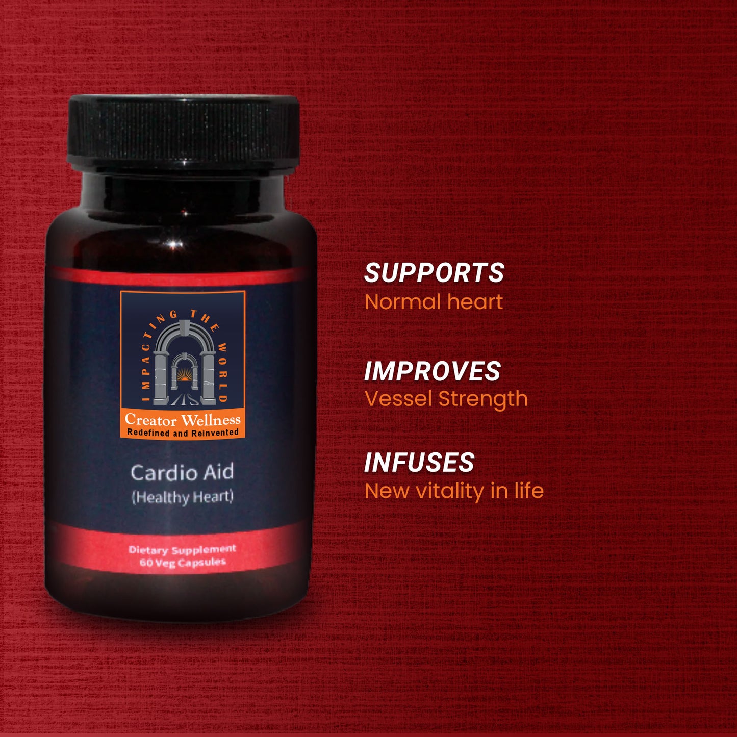 Cardio Aid by Creator Wellness – Supports Heart Health, Improves Vessel Strength, Infuses Vitality, 60 Veg Capsules