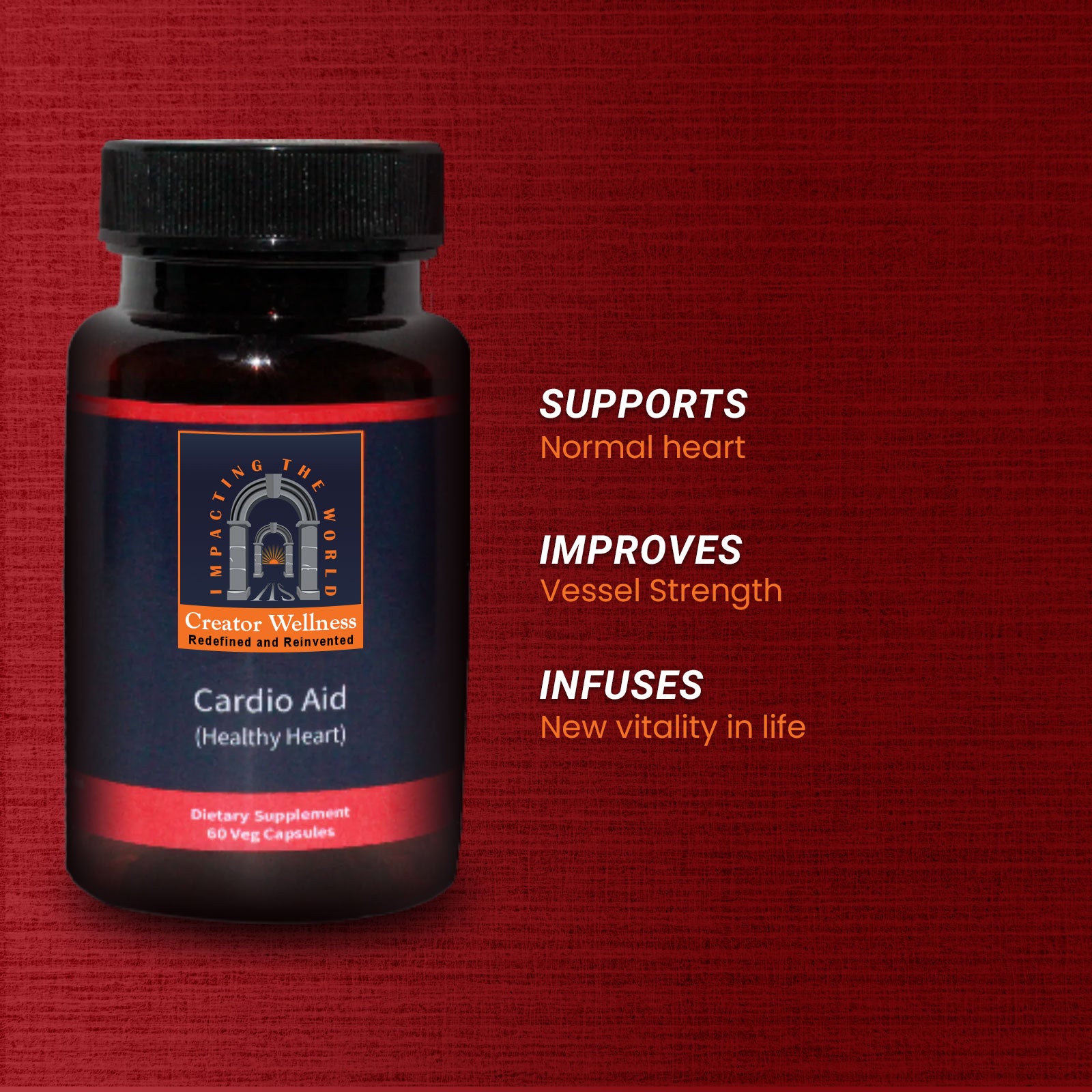 Cardio Aid by Creator Wellness – Supports Heart Health, Improves Vessel Strength, Infuses Vitality, 60 Veg Capsules