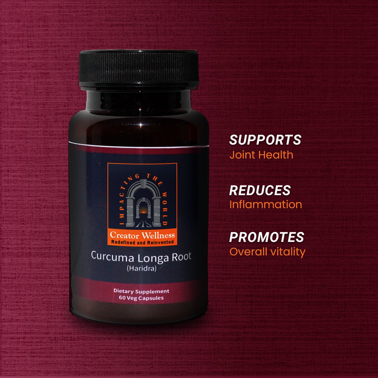 Turmeric | 225mg Root Extract | Curcuma Longa Root | 60 Veg Capsules