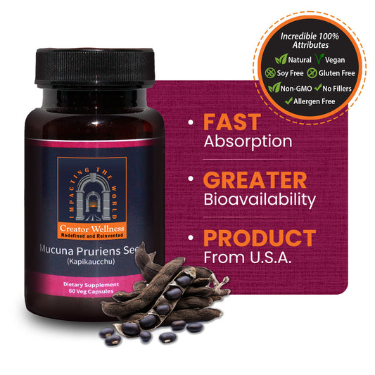 Mucuna Pruriens Seed - Kapikacchu | 225mg Extract | Brain Health Support | 60 Capsules