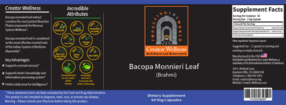 Bacopa Monnieri Leaf - Brahmi | 60 Veg Capsules