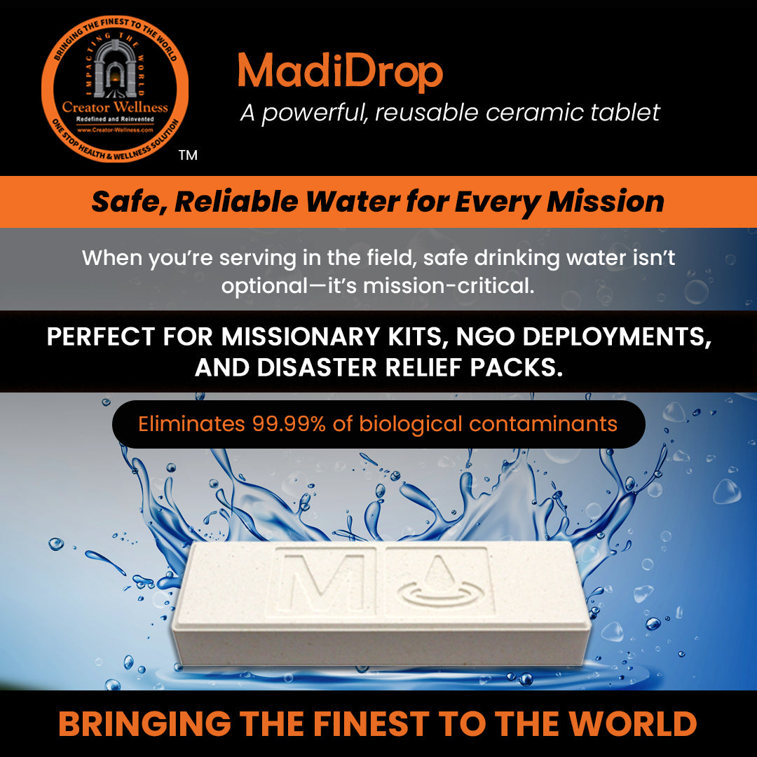 MadiDrop™ Silver-Ceramic Water Purifier Tablet | Safe, Eco-Friendly, Long-Lasting