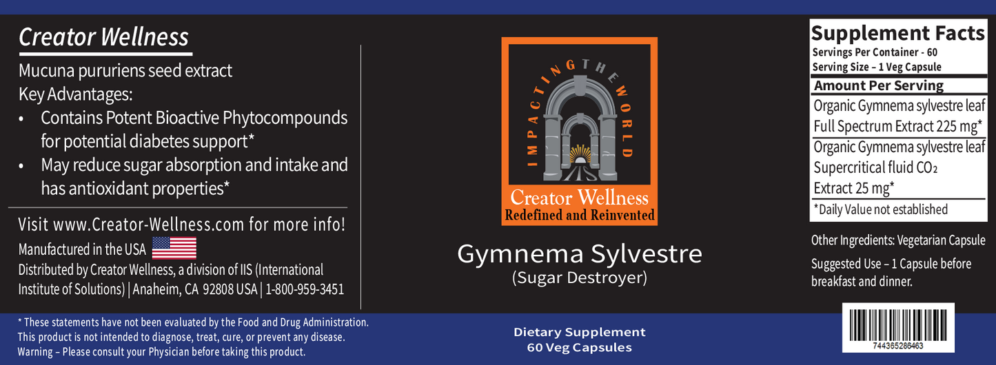 Gymnema sylvestre - Sugar Destroyer   |   225mg Extract   |   60 Capsules